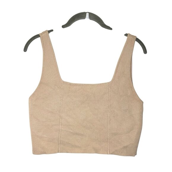 House of Harlow 1960 Tops - House of‎ Harlow 1960 Womens XS Stretch Ribbed Knit Crop Top Square Neck Tan